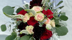 Burgundy and red wedding bouquet
